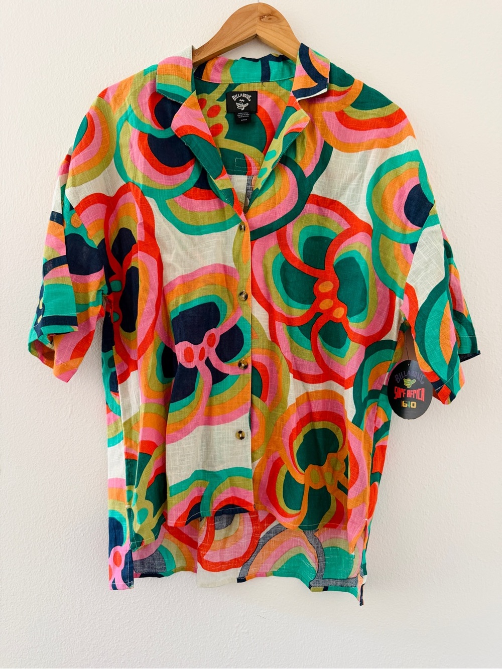NWT Billabong x Mami Wata Beach Side Short Sleeve Cotton Shirt - Picture 5 of 7